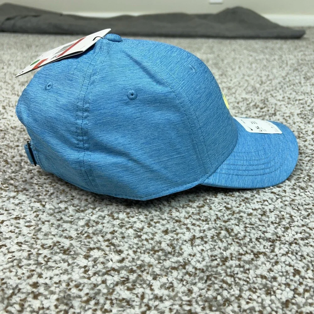 Nike Hat Cap Strap Back Large Blue Yellow Swoosh Dri FIT Athletic Men Sport Logo